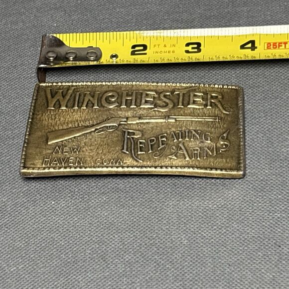 Vintage Winchester Brass Belt Buckle Repeating Arms New Haven Conn Rifle Shotgun - Picture 5 of 7